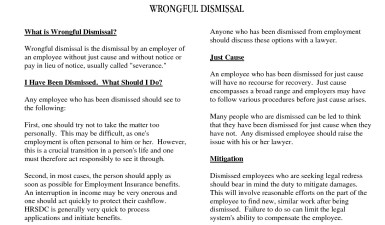 Employment Wrongful Dismissal Damages